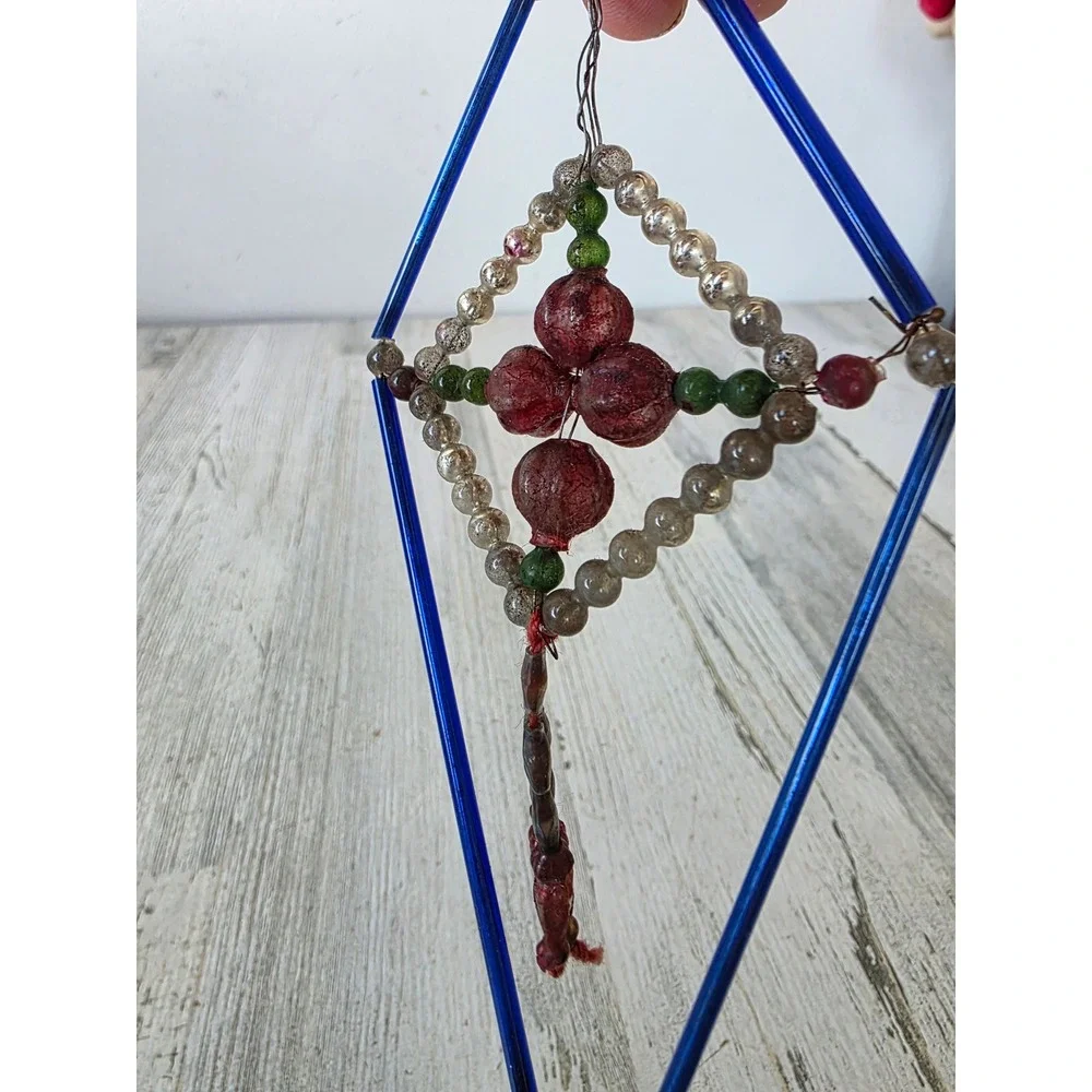 Antique diamond mercury glass Czech ornament Xmas tree